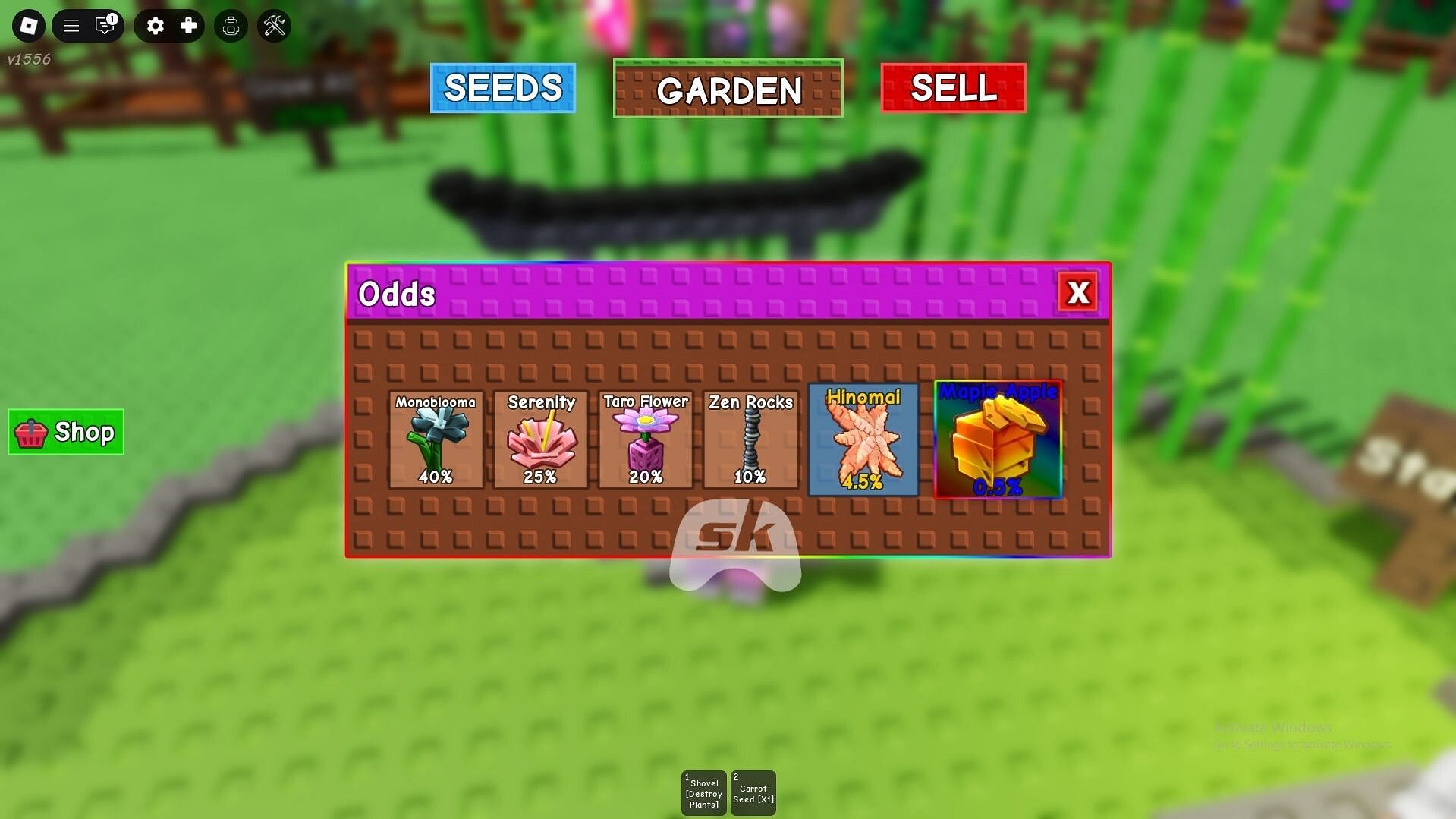 Seeds dropped from the Zen Seed Pack (Image via Sportskeeda Gaming || Roblox)